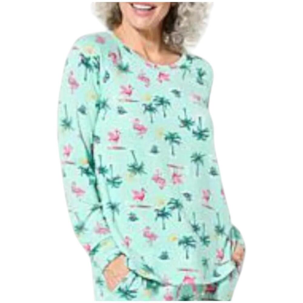 Comfort Code Women's Brushed Ultra Knit PJ Top Flamingos - Regular